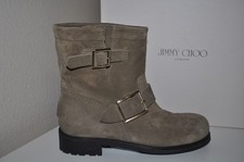 NEW 995 Jimmy Choo YOUTH Suede Short Buckle Biker Ankle Boot Shoe EUR 36.5