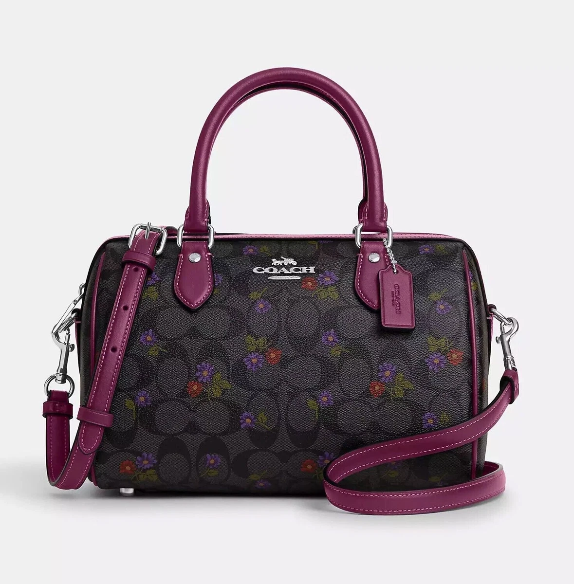 Coach Rowan Satchel Signature Canvas Country Floral Print CM740 graphite 398NWT