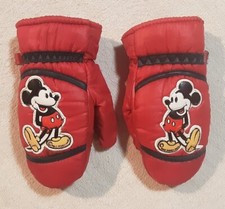 Vintage Mickey Mouse Red Nylon Toddler Mittens - Walt Disney Productions
