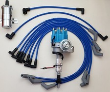 Ford 289 302 Blue Small Cap Hei Distributor 8.5mm Spark Plug Wireschrome Coil