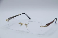 NEW GOLD & WOOD RAVI 08.6 GOLD LEATHER BLACK RED AUTHENTIC FRAMES EYEGLASSES