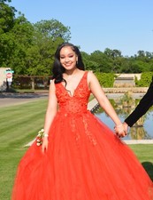 Red ballgown style prom dress size 0 only worn once