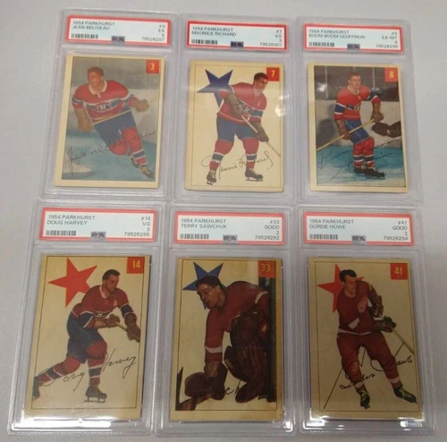 1954-55 Parkhurst COMPLETE Set (1-100) 6 Graded Cards PSA Very Great Condition