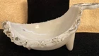 Vintage Gold Trim Milk Glass Bath Tub Shaped Soap Dish 6 1/2 by 4 by 3 Inches