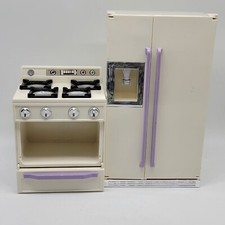 Tyco Kitchen Littles Deluxe Refrigerator Ice Maker Light Works Stove No Door