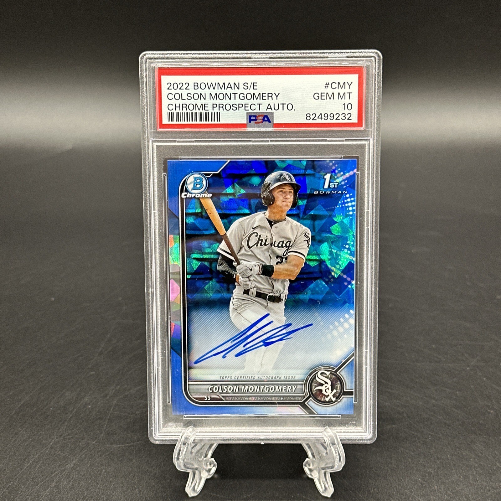 2022 Bowman Chrome Sapphire Colson Montgomery 1st Prospect Auto PSA 10