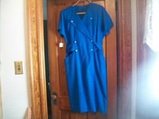 Vintage Damon II Blue Secretary Sheath Dress w/Belt~ NWT SZ 16 ~ESTATE SALE