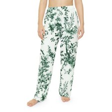 Chinoiserie Elegant Floral Women Pajama Pants,Relaxed Sleepwear,Cozy Loungewear,