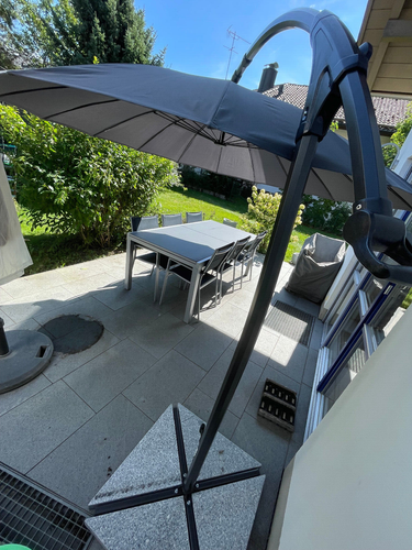 BELAVI AluminiumAmpelschirm anthrazit/grau 3m Durchmesser inkl