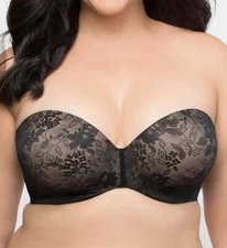 Curvy Couture BLACK Strapless Sensation 7-Way Uplift Bra, US 36G, UK 36F