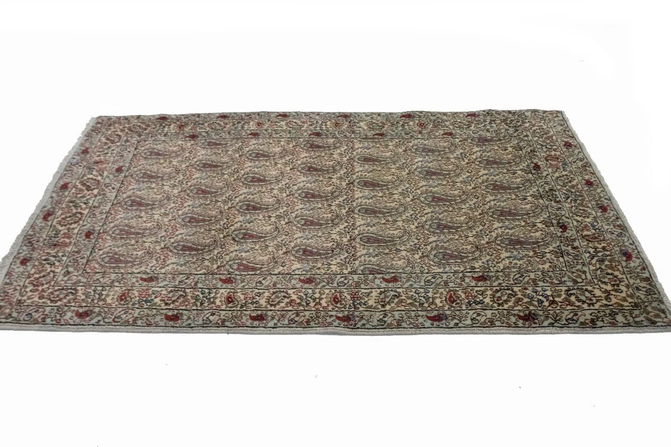 Tapete oriental vintage padrão paisley bege floral design boteh feito à mão 3X5 pés - Imagem 4 de 4