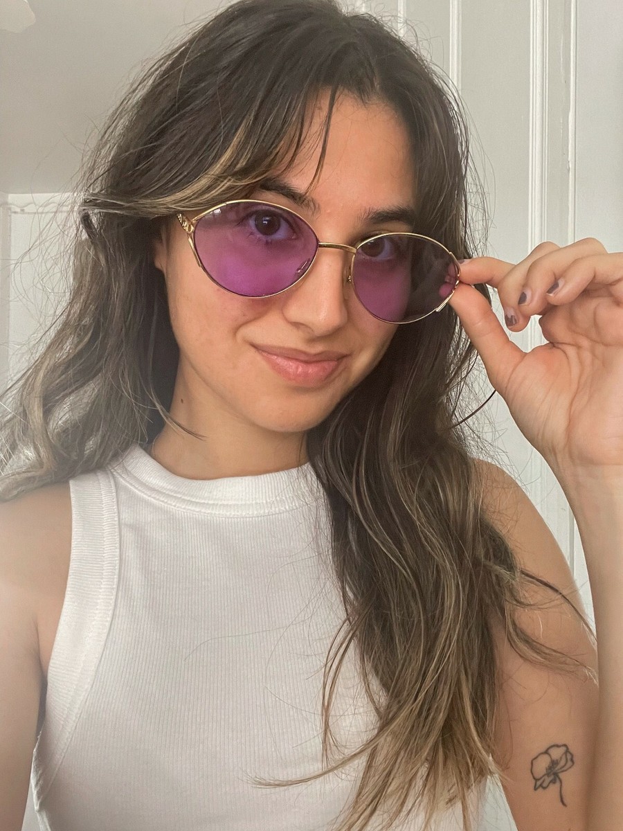 80\'s 90\'s Small CHRISTIAN DIOR Sunglasses Eyewear Gold Metal Frames Purple Lens 80 main image 2