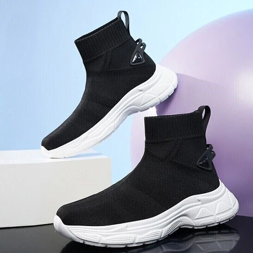 High Top Freizeitschuhe Damen Herren Sneaker Outdoor Sockenschuh Mesh Slipper - Bild 18 von 30