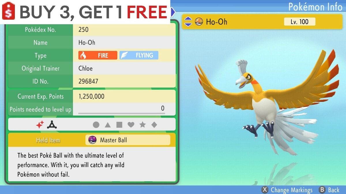 ✨ SHINY ✨ HO-OH LEVEL 1 6IV Pokemon Brilliant Diamond Shining Pearl FAST  TRADE