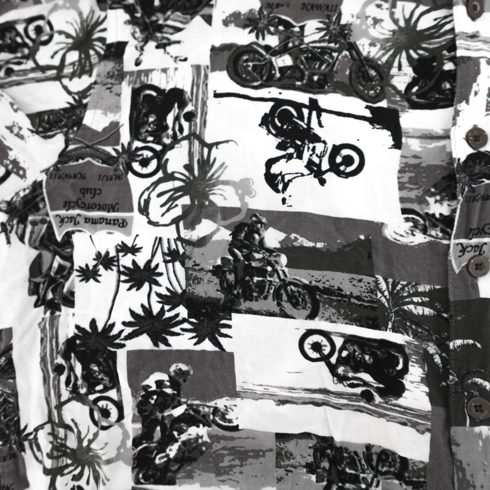 Panama Jack Shirt Mens Extra large Button up Black White Hawaiian Dirt Bike