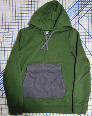 Tek Gear Mens Green Gray Ultra Soft Fleece Pullover Hoodie Sweatshirt Size  Small