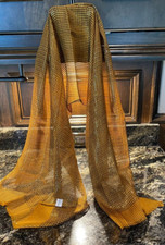 Woman's Gold  Brown Scarf with Gold Metallic Threading 16.5  x 58  