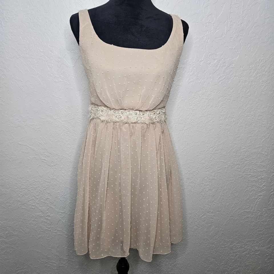 Vestido babydoll vintage Jump Girl tamanho 9/10 ponto transparente pérola fada coquete Y2K formatura - Imagem 2 de 4