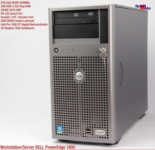 SERVER WORKSTATION DELL POWEREDGE 1800 XEON 3200 COMPUTER PARALLELO RS-232 250 GB - Foto 2 di 6