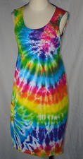 Tie Dye Sleeveless Dress Crochet Detail Festival Hippy Boho Empire Waist  Size S