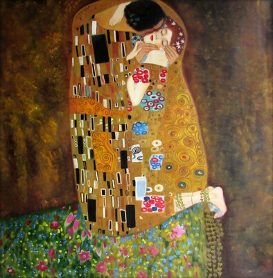 Quality Hand Painted Oil Painting, Gustav Klimt the Kiss Repro, 36x36in ...