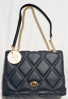 MATMAZEL ''Amanda'' Shoulder Bag- ''M'' Turnkey Lock- Medium- Black