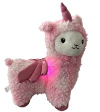 FAO Schwarz Glow Brights Toy Plush LED Sound Pink Llamacorn 15" Stuffed Animal