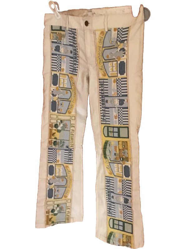 Alice + Olivia Paris Themed Jeans Pants Khakis Size 6 Embroidered Waist 31”