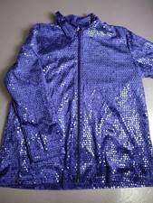 Vintage MaxiMa Jacket Womens Medium Purple Sequin Zip Up Dance Stage Costume