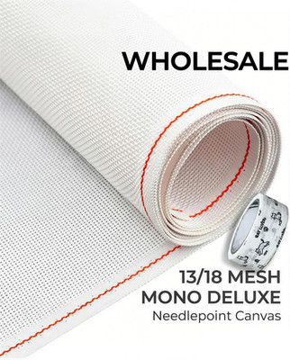 13 & 18 Mesh Mono Deluxe 20'' x 60'' Blank Needlepoint Canvas, Orange Line, Rolled