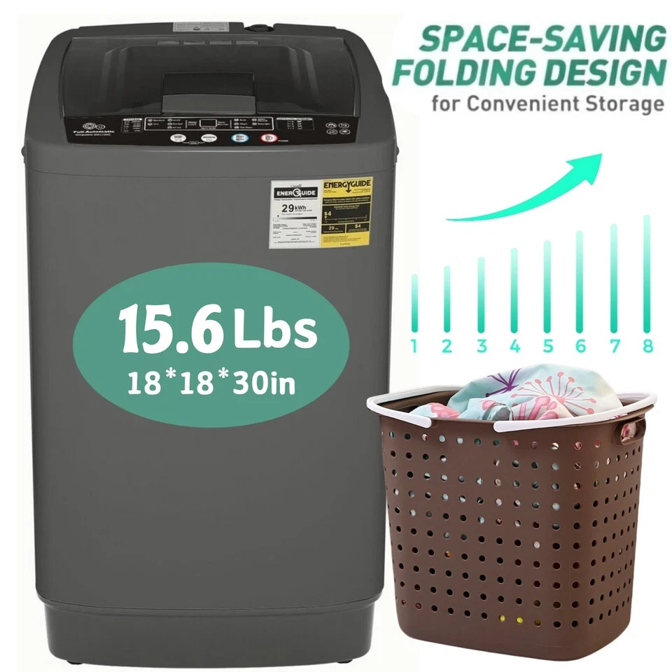 Lavadora automática completa de 20/15,6 libras lavadora compacta + bomba de drenaje Foto 4 de 4