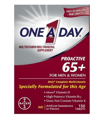 One A Day Proactive 65 Plus Multivitamins Supplement 150 Tablets Men Women 65+