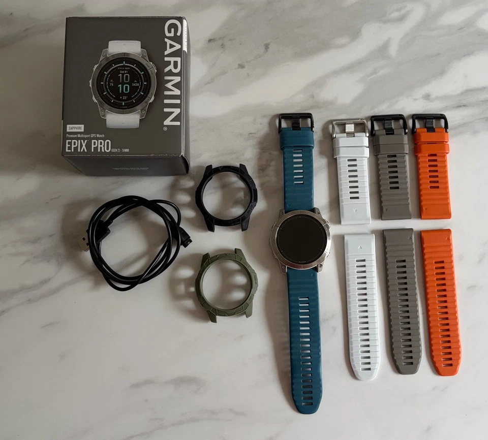 Garmin Epix Pro Gen 2 Sapphire 51mm Titanium GPS 32GB White Band #455, photo 1 of 5