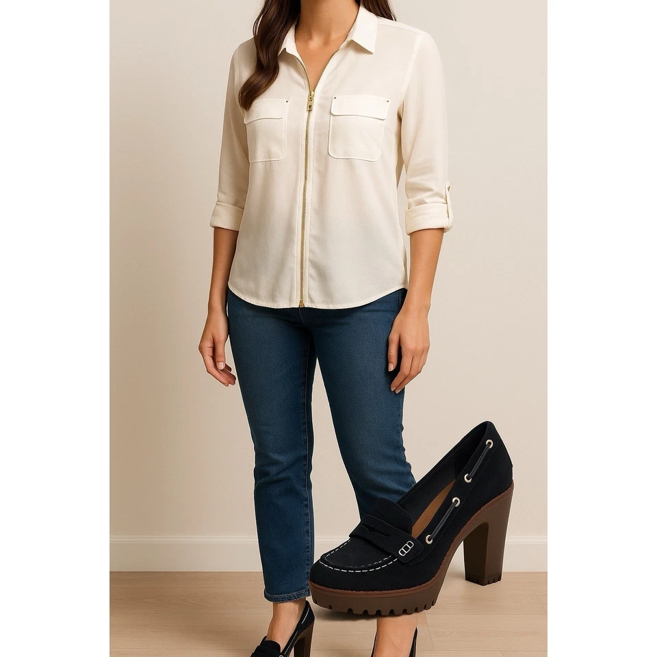 Замшевые мокасины Sperry Top-Sider 8 М черные Y2K Academia Lug Sole коренастый блочный каблук - Изображение 2 из 4