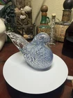 Vintage Art Glass Bird Figurine Hand Blown Silver Aventurine Murano Style