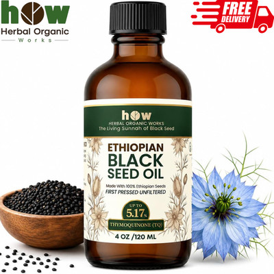 Herbal Organic Works Black Seed Oil 4oz Cold Pressed Nigella Sativa Pure