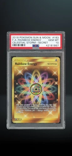 Pokémon Rainbow Energy Secret Rare 183/168 Celestial Storm PSA 10 Holo Full Art