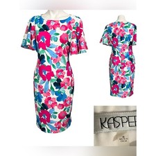 Kasper dress sz 6  Floral Sheath Pink/white short sleeve stretch knee length