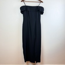 Liz Clairborne Off Shoulder Maxi Dress Black 10 Leg Slit Party Wedding
