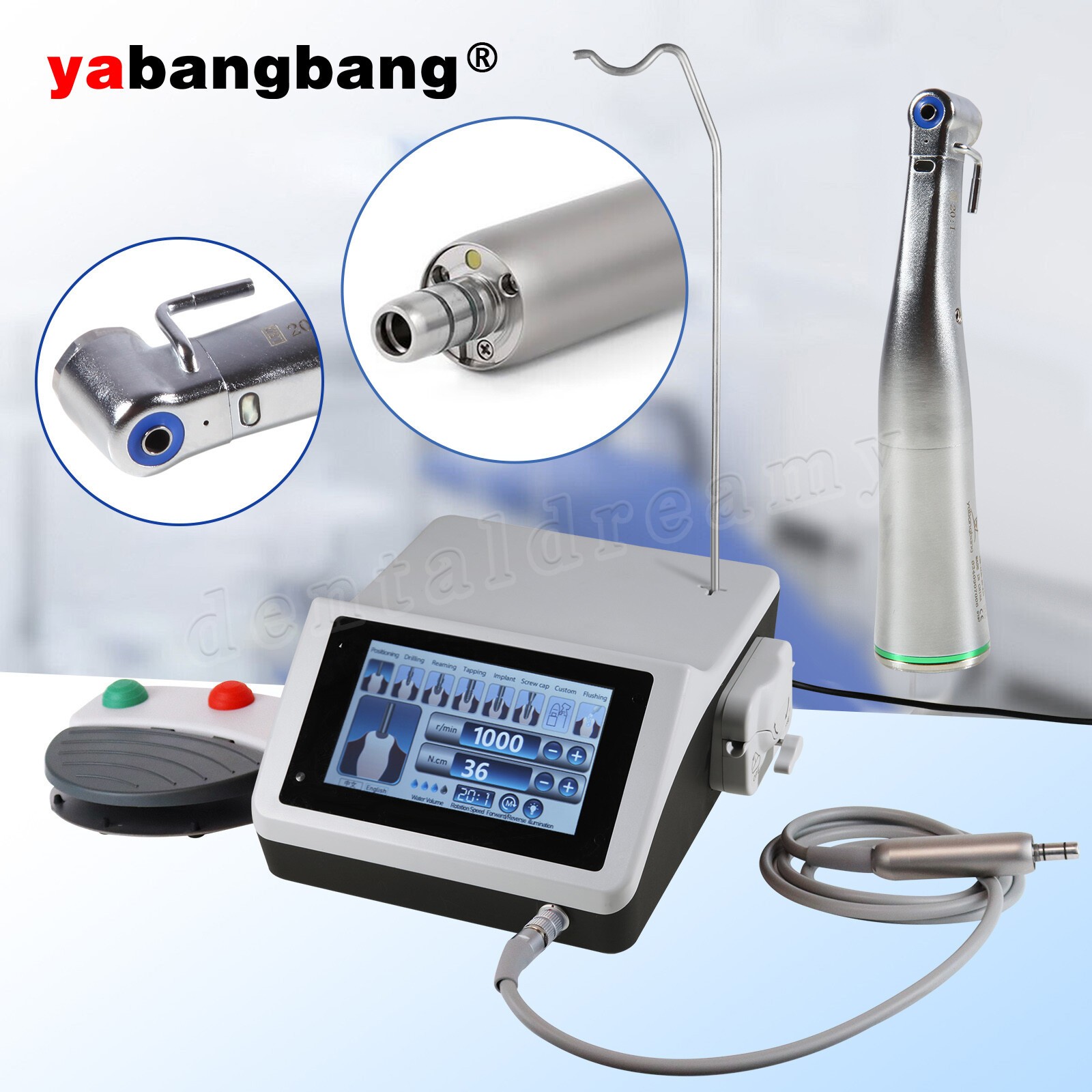 Dental Implant Motor System Brushless 20:1 Surgical Handpiece Contra Angle UK