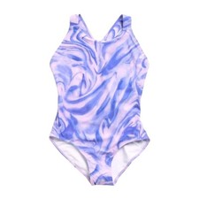 Z by Zella Somersalt Girl's One Piece Swimsuit In Purple Marble Swirl Print New