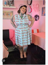 Beautiful curve plus size 18 20 retro vintage 3xl pinup retro boat button dress