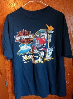 Vintage Harley Davidson New York T Shirt XL Hanes Beefy T 1988 Double Sided