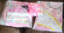 Pink Minnie Mouse birthday Party Paper Tableware Set, White  Yellow Accents