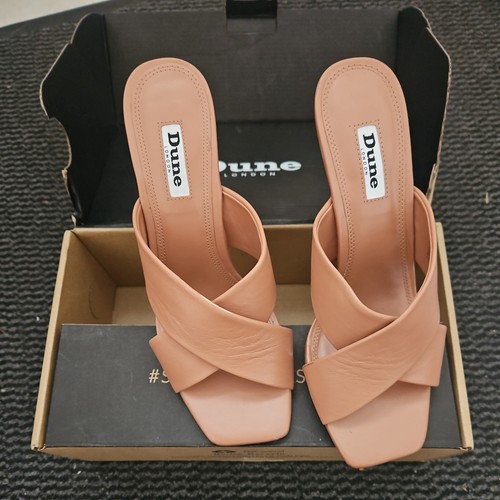 Dune 510 Melow Camel Leder High Cross Strap Soft Leather Pantolette Sandale