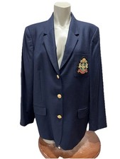 Liz Clairborne Vintage Sport Navy Blazer . Sz.16. Laine Wool. Padded Shoulders.