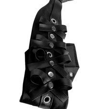 Ladies Punk Handcrafted Tie PU Leather Bow Necktie Black Gothic Handmade Gift