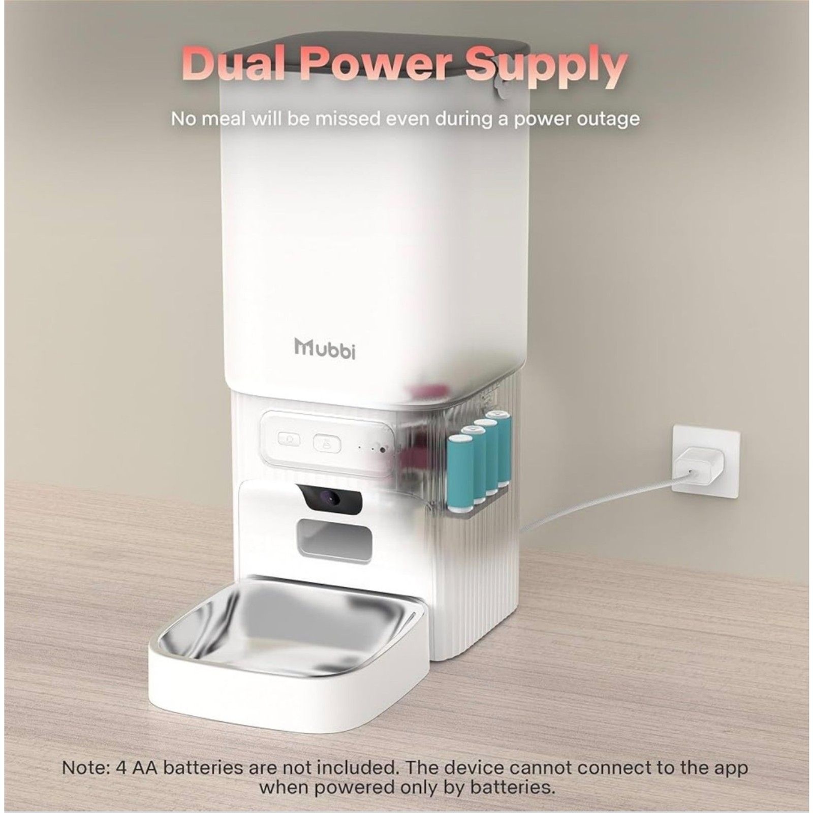 PUPPY KITTY Cat and Dog Feeder 2.4G WiFi Intelligent Cat Food Dispenser with Stainless Steel Bowl for Dry Food, App Control, Voice Recording, 1-10 Meals a Day