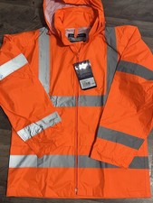 Portwest UH440 Mens Large Waterproof Hi Vis Rain Jacket Reflective Lightweight