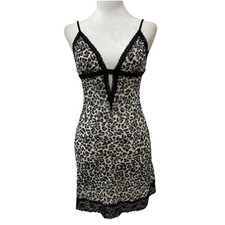 Victoria's Secret The Lacie Lingerie Slip Dress Sheer Animal Print Black Lace L